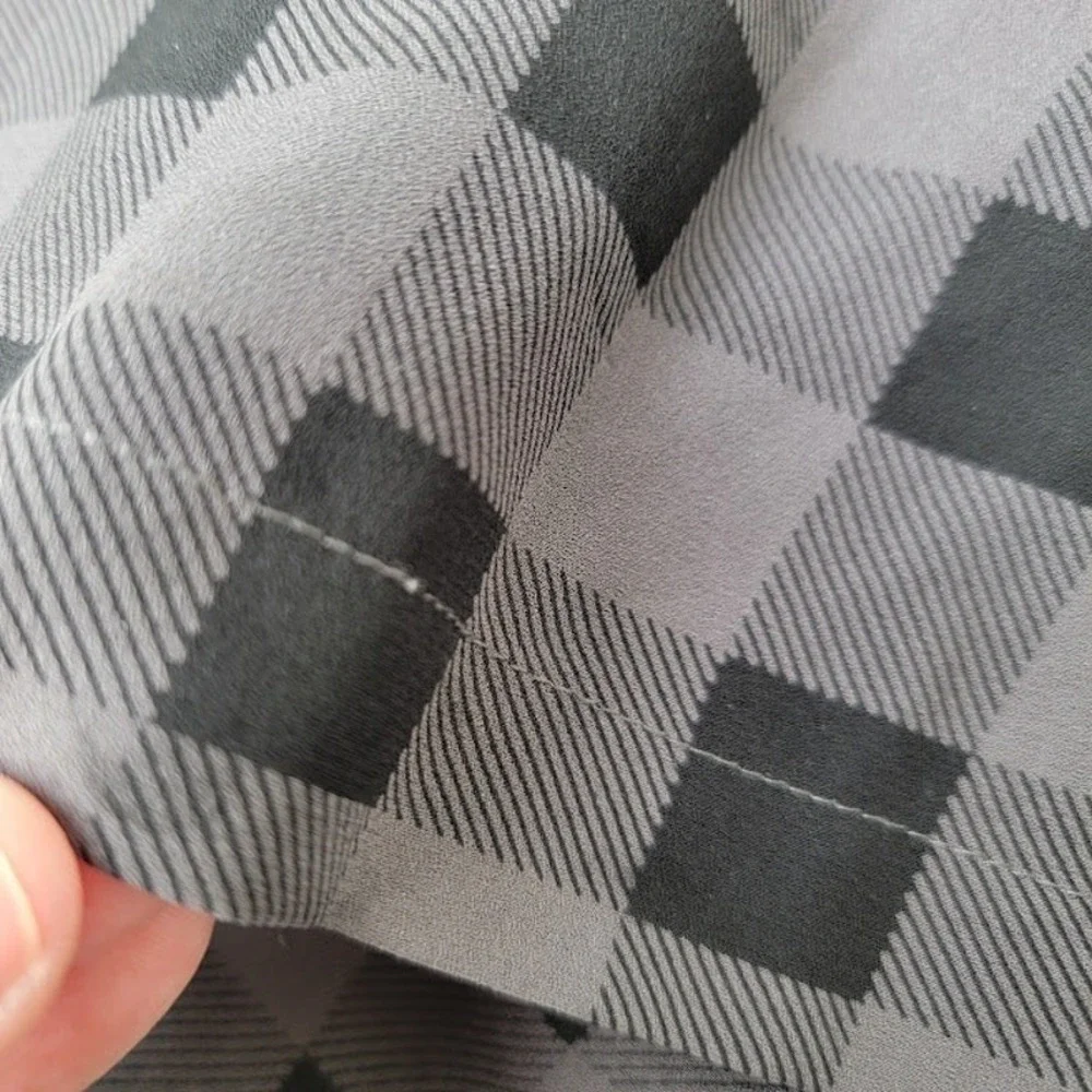 Eileen Fisher Silk Midi Dress Black Gray Plaid Sleeveless Quiet Luxury Chic - Picture 10 of 10